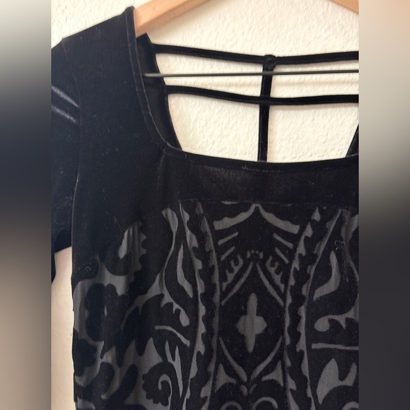 Free People Boogie Night Black Velvet mini dress - Picture 2 of 5